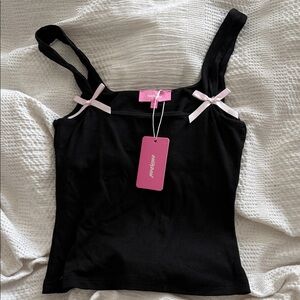 Edikted Black tank with Pink bows